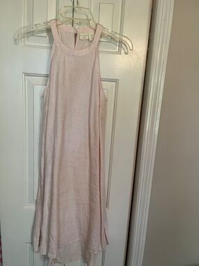 St. Tropez Pale Pink Linen Sleeveless Dress